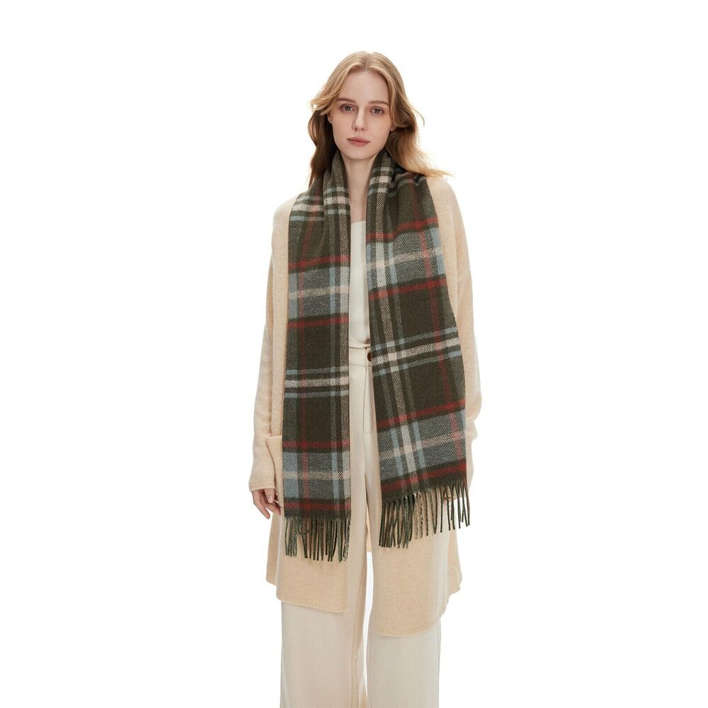 8591 Wool Plaid Scarf & Warm Winter Shawl Blanket Wrap, Soft Large